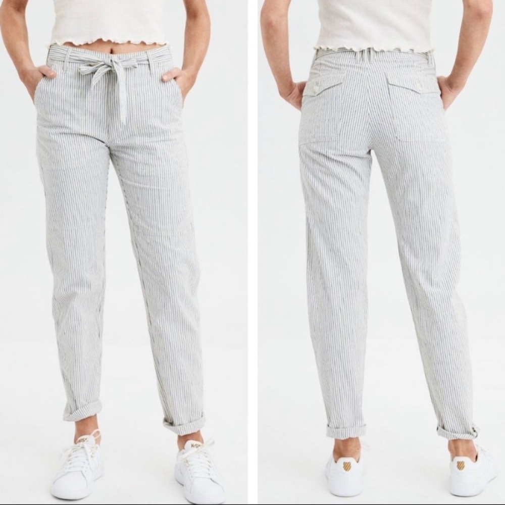American Eagle Striped Taper Cotton Pants